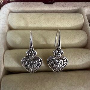 Angela by John Hardy JH signed sterling silver tribal heart earrings